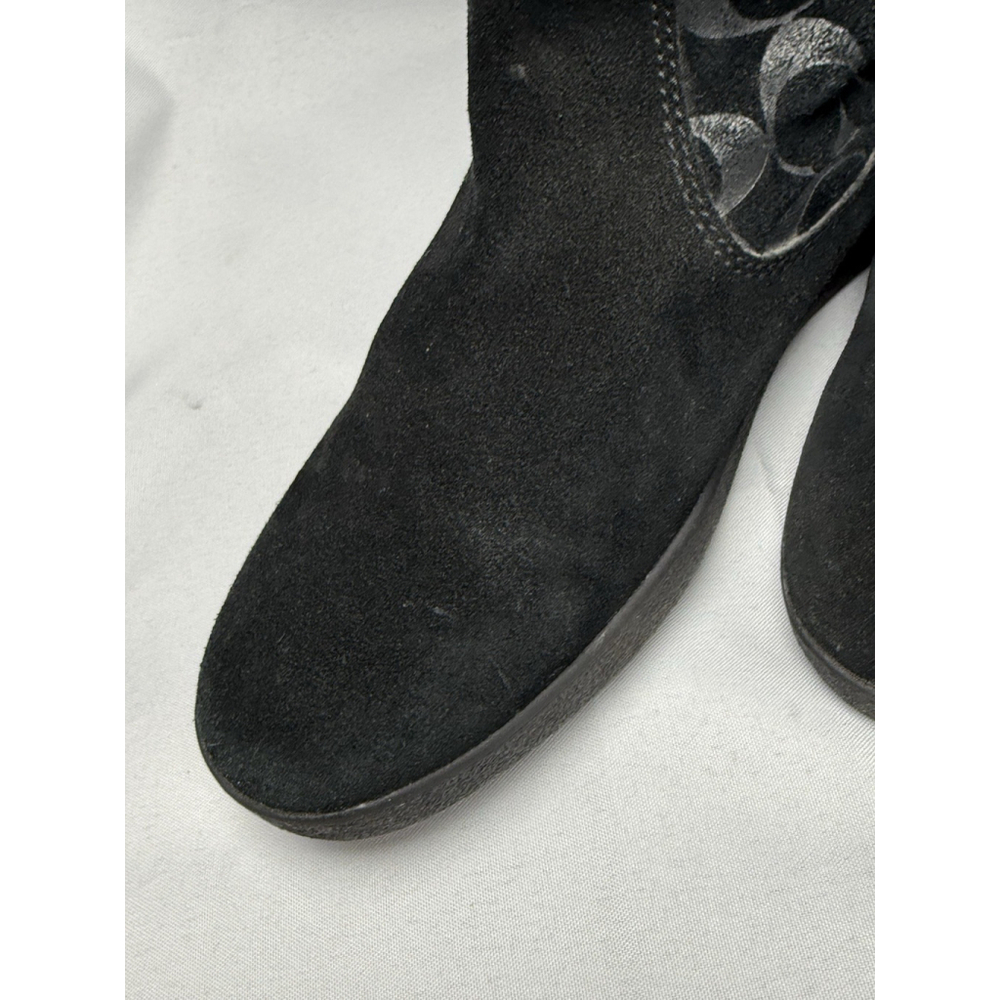 Coach Black Suede Tullip F2020/G12 Monogram Mid-Calf Boots Women Sz 11B Faux Fur - Picture 4 of 13